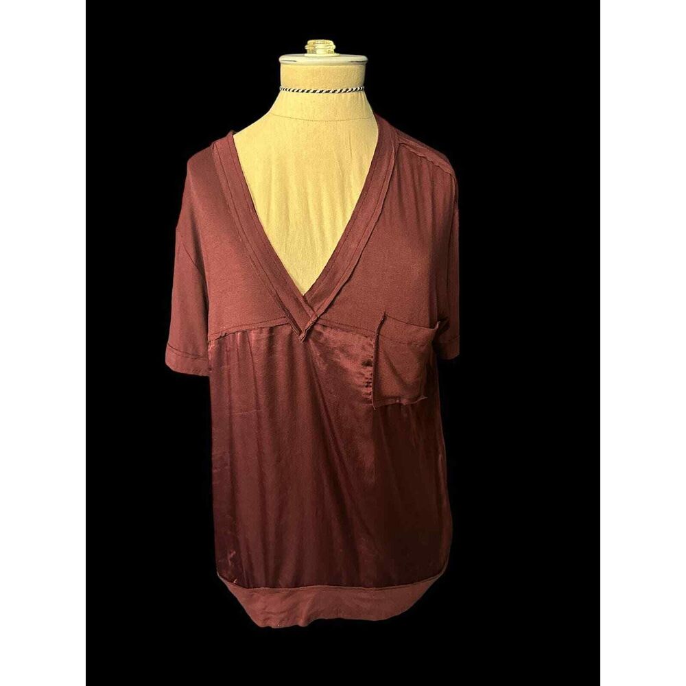 Robert Rodriguez Deep Wine Short Sleeve Blouse Size Small
